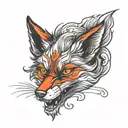Angry fox with red eyes tattoo design idea