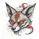 Angry fox with red eyes tattoo design idea