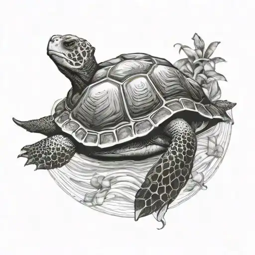 Galapagos Tortoise and sting ray gracefully swimming tattoo design idea