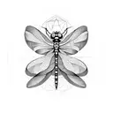 Dragonfly with geometric shapes and patterns inspired by educational tools tattoo design idea