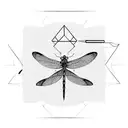 Dragonfly with geometric shapes and patterns inspired by educational tools tattoo design idea