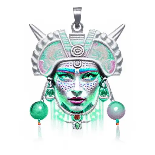 mayan priestess green eyes jade pendant tattoo design idea