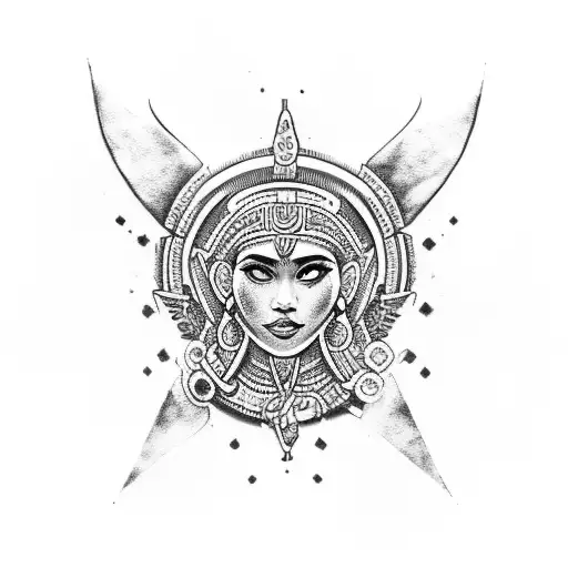 mayan priestess green eyes jade pendant tattoo design idea