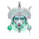 mayan priestess green eyes jade pendant tattoo design idea