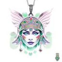 mayan priestess green eyes jade pendant tattoo design idea