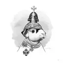 Fleabag as if she was a catholic saint rounded by guinea pigs tattoo design idea