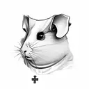 Fleabag as if she was a catholic saint rounded by guinea pigs tattoo design idea