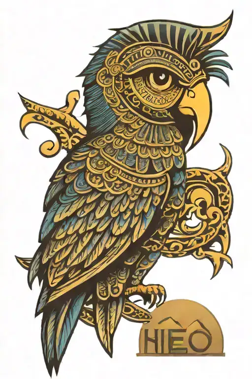 Egyptian arm sleeve tattoo featuring Horus, snakes, Egyptian cat an Egyptian Owl, hieroglyphics and other related things tattoo design idea