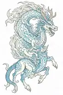 Stag and kirin blue dragon tattoo design idea