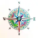 A realistic compass surrounded by colorful tropical flowers tattoo design idea