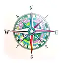 A realistic compass surrounded by colorful tropical flowers tattoo design idea