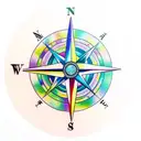 A realistic compass surrounded by colorful tropical flowers tattoo design idea