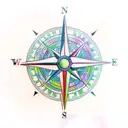 A realistic compass surrounded by colorful tropical flowers tattoo design idea