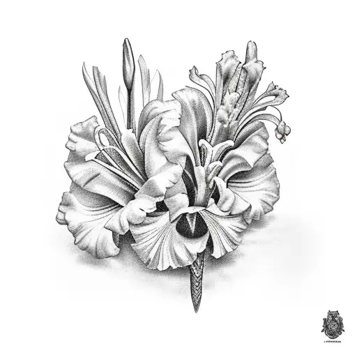 gladiolus and marigold tattoo design idea