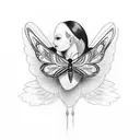 butterfly with one regular wing and one angel wing tattoo design idea