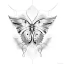 butterfly with one regular wing and one angel wing tattoo design idea