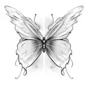 butterfly with one regular wing and one angel wing tattoo design idea