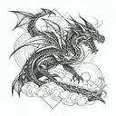 dragon in the clouds tattoo design idea