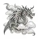 dragon in the clouds tattoo design idea