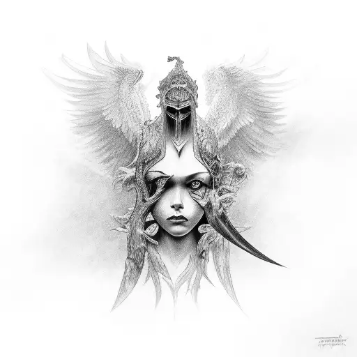 anjo espada tattoo design idea