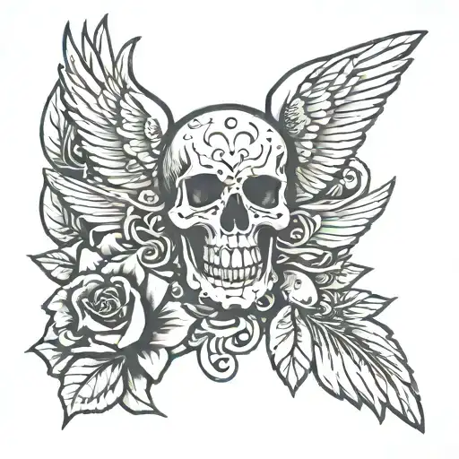 Skull and dove forearm into Mexican skull upper arm and dove and skull bicep tattoo design idea