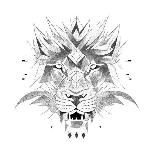 electric lightning lion tattoo design idea
