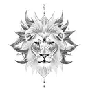 electric lightning lion tattoo design idea