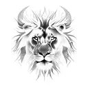 electric lightning lion tattoo design idea