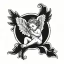 cute Cherub holding tattoo design idea