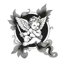 cute Cherub holding tattoo design idea