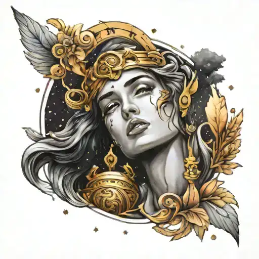 athena greek goddess universe stars shining tattoo design idea