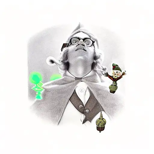 buddy the elf kick line with rocketyes tattoo design idea
