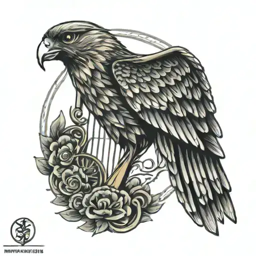 Polish falcon Irish harp tattoo design idea