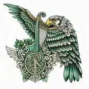 Polish falcon Irish harp tattoo design idea