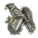 Polish falcon Irish harp tattoo design idea