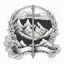 cross with mountains behind with John 13:7 verse tattoo design idea