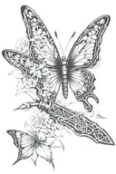 butterfly knife with lycoris radiata flowers 3 pcs tattoo design idea