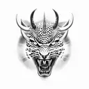 demon evil leopard with horns tattoo design idea