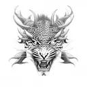 demon evil leopard with horns tattoo design idea