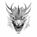 demon evil leopard with horns tattoo design idea