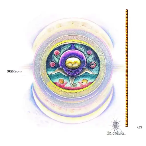 scarab with moon and sun and flowers tattoo design idea