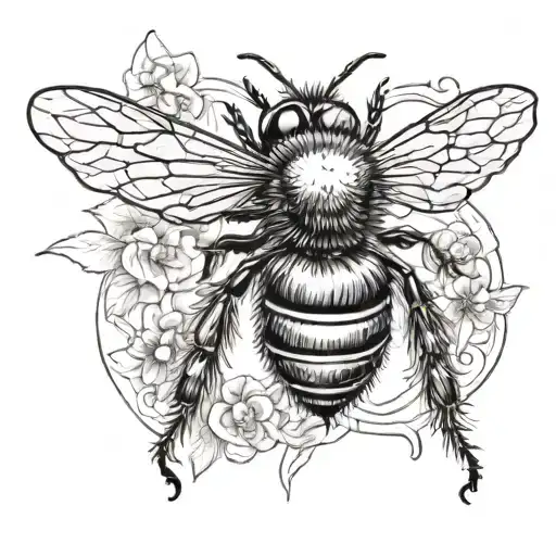 bee flying tattoo design idea