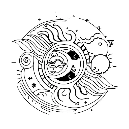 Sun and Moon tattoo design idea