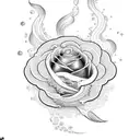 ondas do mar com rosas tattoo design idea