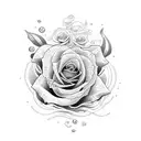 ondas do mar com rosas tattoo design idea