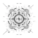 The tattoo design features a simple Zen circle, done in a minimalist style with clean lines and shading. Inside the circ tattoo design idea