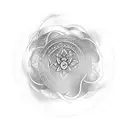 The tattoo design features a simple Zen circle, done in a minimalist style with clean lines and shading. Inside the circ tattoo design idea