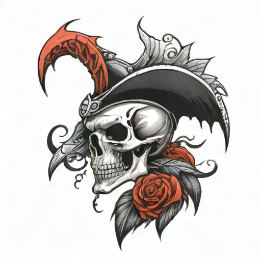 blood raven skull tattoo design idea