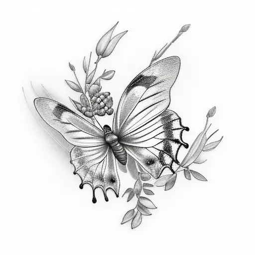 butterfly bush in loving memory  tattoo design idea