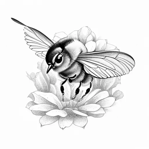 bird, bees, a flower and the names Olivia and Harper tattoo design idea